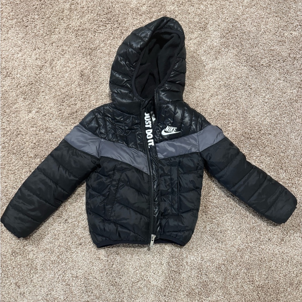 Nike Kids Black and Gray Puffer Jacket 2T